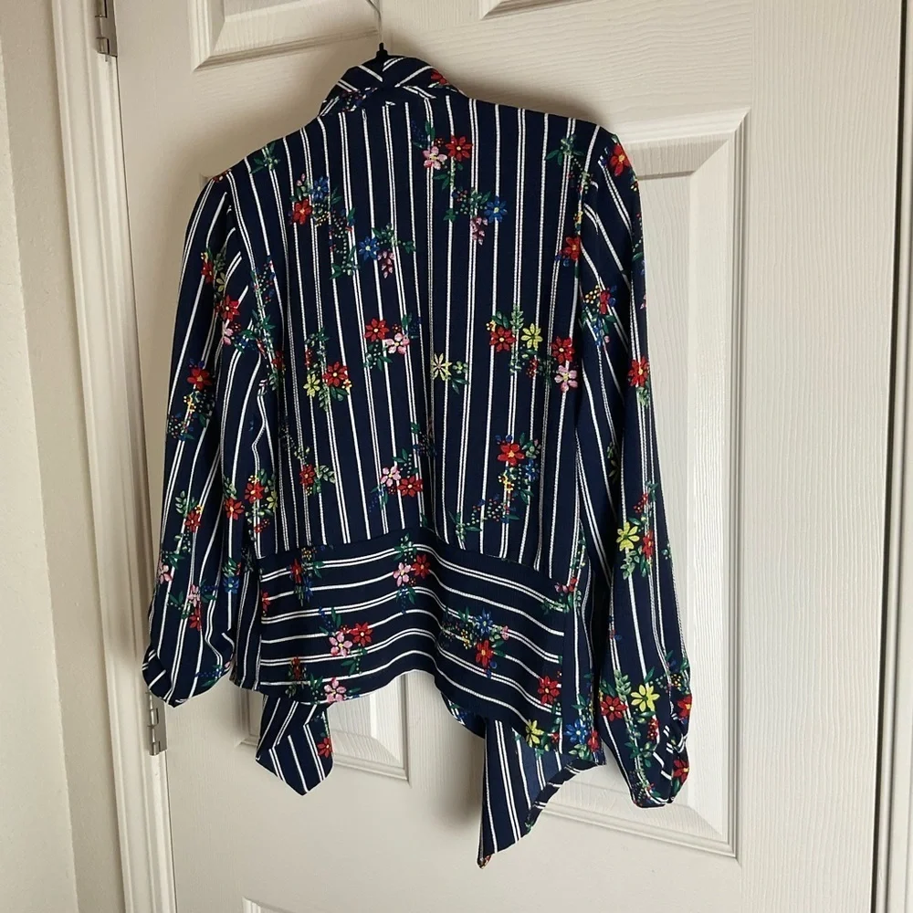 Jon & Anna Floral & Striped Open Front Cardigan size medium
